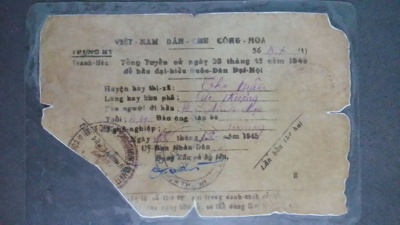 Chuyện quanh một tấm thẻ cử tri năm 1945