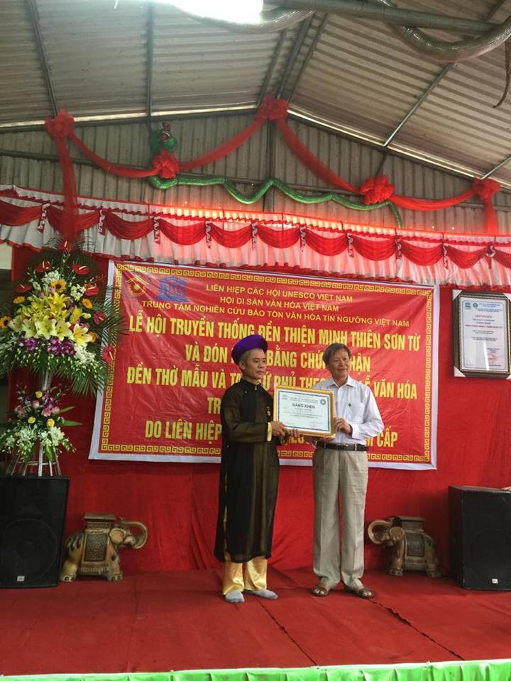 Ý kiến của Hội Di sản Văn hóa Việt Nam về việc Ban Tổ chức “Lễ hội truyền thống đền Thiên Minh Sơn Từ và đón nhận Đền thờ Mẫu và Tam Tứ phủ theo nghi lễ truyền thống Việt Nam” sử dụng danh nghĩa Hội
