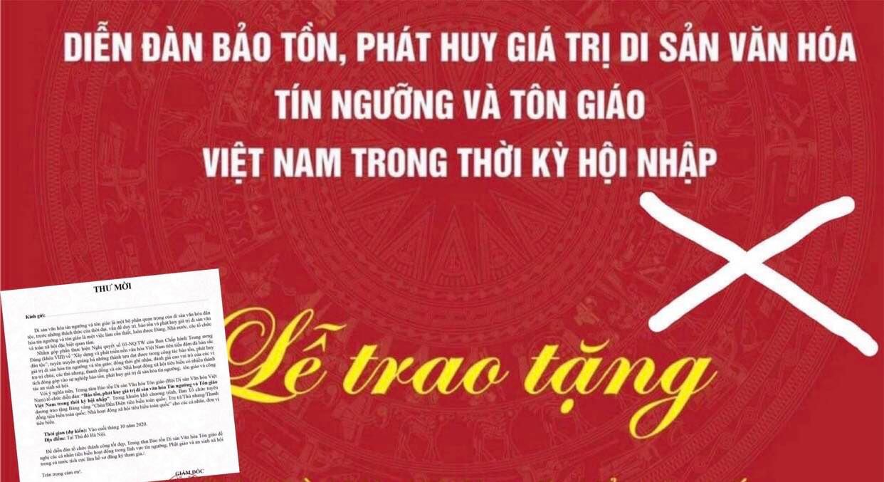 Yêu cầu dừng tổ chức “Diễn đàn Bảo tồn, phát huy giá trị di sản văn hóa tín ngưỡng và tôn giáo Việt Nam trong thời kỳ hội nhập”